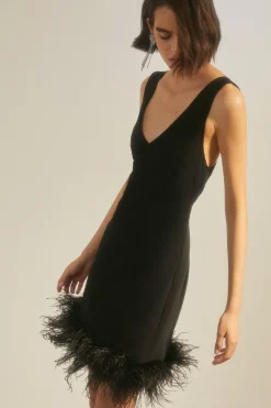 Online Oasis Cross Back Faux Feather Hem Mini Dress Hot Pink