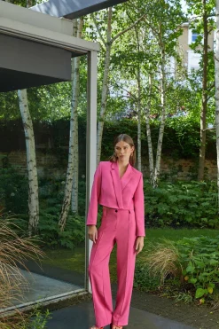 Sale Oasis Cross Front Tailored Crop Blazer Pink
