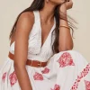Sale Oasis Cross Over Embroidered Maxi Dress White
