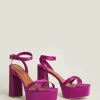 Fashion Oasis Cross Over Strap Platform Magenta