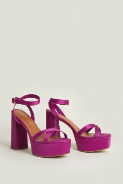 Fashion Oasis Cross Over Strap Platform Magenta
