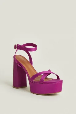 Fashion Oasis Cross Over Strap Platform Magenta