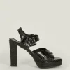 Clearance Oasis Cross Strap Platform Sandals Black