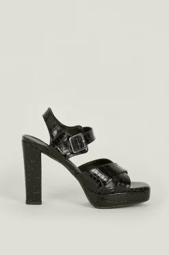 Clearance Oasis Cross Strap Platform Sandals Black