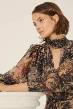 Outlet Oasis Cut Out Balloon Sleeve Organza Skater Dress Black