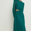 Discount Oasis Cut Out Blouson Organza Midi Dress Green
