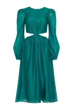 Discount Oasis Cut Out Blouson Organza Midi Dress Green