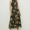 Sale Oasis Dark Sequin Floral Halter Neck Midi Dress Black