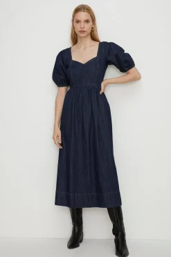Outlet Oasis Denim Midi Dress Dark Wash