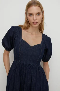 Outlet Oasis Denim Midi Dress Dark Wash