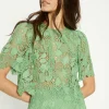 Discount Oasis Detailed Lace Jewel Button Top Green