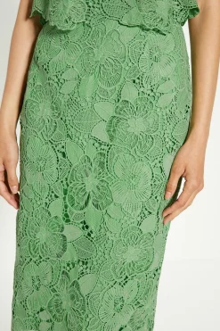 Clearance Oasis Detailed Lace Pencil Skirt Green