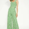 Outlet Oasis Detailed Lace Wide Leg Trouser Green