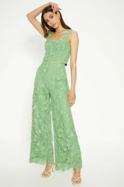 Outlet Oasis Detailed Lace Wide Leg Trouser Green