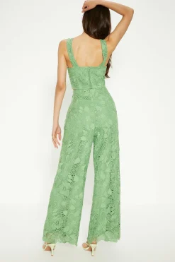 Outlet Oasis Detailed Lace Wide Leg Trouser Green