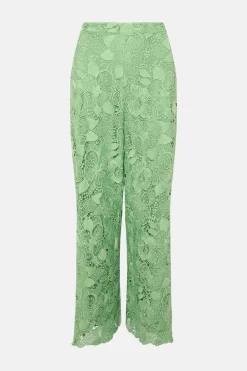Outlet Oasis Detailed Lace Wide Leg Trouser Green