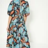 Online Oasis Detailed Pintuck Puff Sleeve Cotton Poplin Midi Dress Black