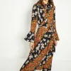 Clearance Oasis Diagonal Floral Midi Dress Multi