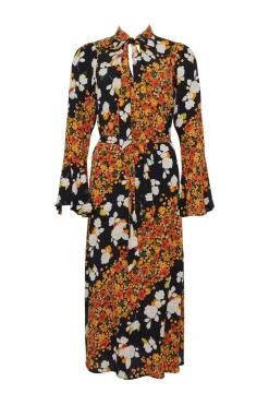 Clearance Oasis Diagonal Floral Midi Dress Multi