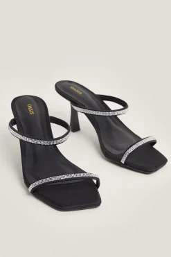Sale Oasis Diamante Detail Heeled Sandal Black