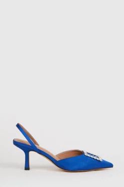 Discount Oasis Diamante Sling Back Court Shoes Cobalt