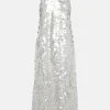 Fashion Oasis Disc Sequin Strappy Midi Dress Silver