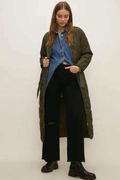 Sale Oasis Distressed Straight Wide Leg Jean Black
