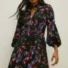 Sale Oasis Ditsy Floral Balloon Sleeve Skater Dress Multi