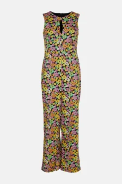 New Oasis Ditsy Floral Keyhole Scuba Jumpsuit Multi