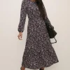 Hot Oasis Ditsy Floral Textured Tiered Midi Dress Multi