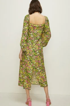 Best Oasis Ditsy Floral Tie Front Midi Dress Green