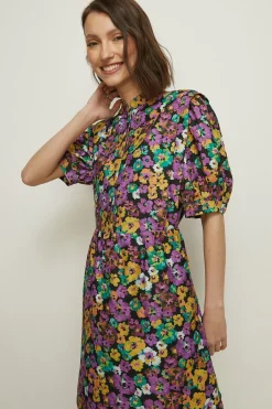 Online Oasis Ditsy Print Crepe A-Line Mini Dress Black