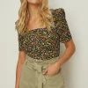 Fashion Oasis Ditsy Printed Square Neck Top Multi