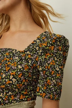 Fashion Oasis Ditsy Printed Square Neck Top Multi
