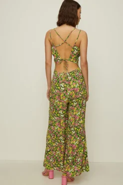 Online Oasis Ditsy Printed Tie Back Strappy Jumpsuit Green