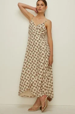 Discount Oasis Ditsy Rose Strappy Cami Wrap Dress Ivory