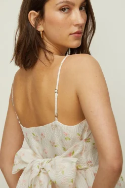 Fashion Oasis Ditsy Textured Bow Back Midi Dress White