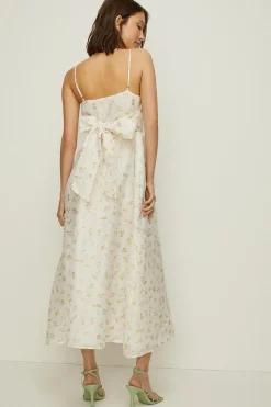 Fashion Oasis Ditsy Textured Bow Back Midi Dress White