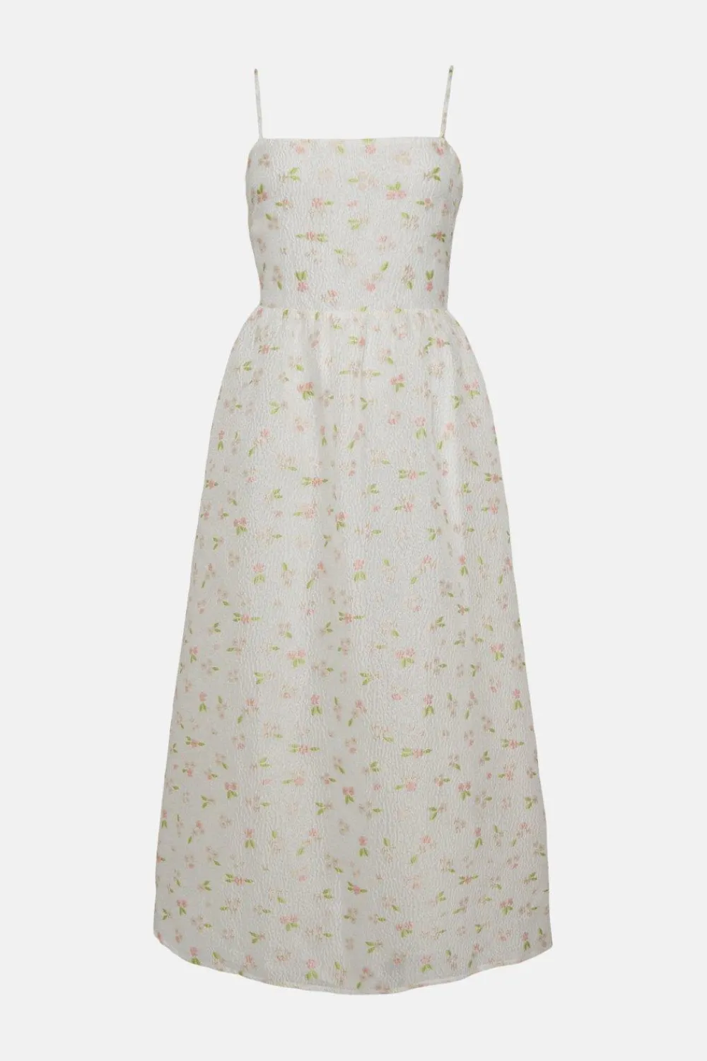 Fashion Oasis Ditsy Textured Bow Back Midi Dress White