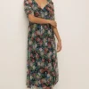 Best Oasis Dobby Mesh Floral Puff Sleeve Midi Dress Multi
