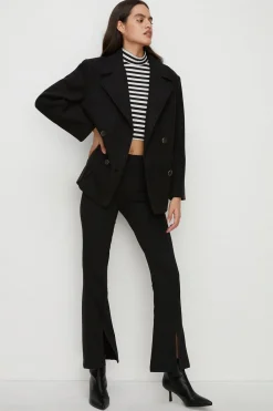 Sale Oasis Double Breasted Pea Coat Black