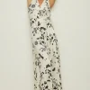 Discount Oasis Dragonfly Print V Neck Satin Jumpsuit Ivory