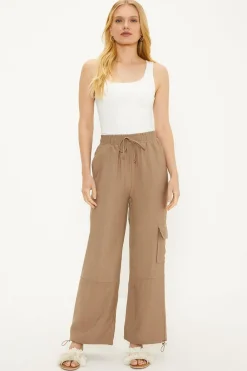 Discount Oasis Drawstring Cargo Trouser Camel