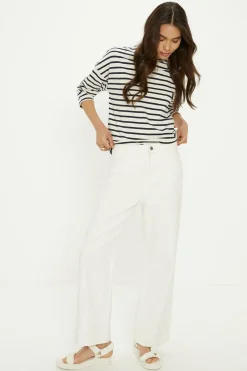Sale Oasis Drop Shoulder Stripe Long Sleeve Top Navy