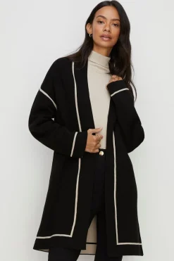 Fashion Oasis Edge To Edge Tipped Coatigan Black