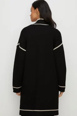 Fashion Oasis Edge To Edge Tipped Coatigan Black