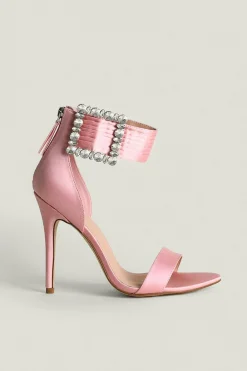 Sale Oasis Embellished Buckle Detail Stiletto Heel Blush