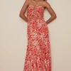 Outlet Oasis Embellished Cut Out Keyhole Midi Dress Coral