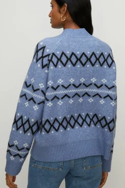 Online Oasis Embellished Fairisle Jumper Blue