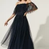 Sale Oasis Embellished Mesh Bardot Midi Dress Sage